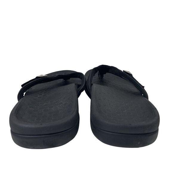 Vionic Tide Flip Flop Sandals Womens 6 Black Silver Buckle Logo Slip On Shoes - Picture 9 of 10